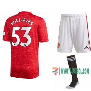7-Futbol: Las Nuevas Primera Camiseta Manchester United Brandon Williams #53 Niño 2020-2021