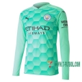 Compras Nueva Camiseta Futbol Manchester City Portero Manga Larga Niño Verde 2020-2021 Personalizadas