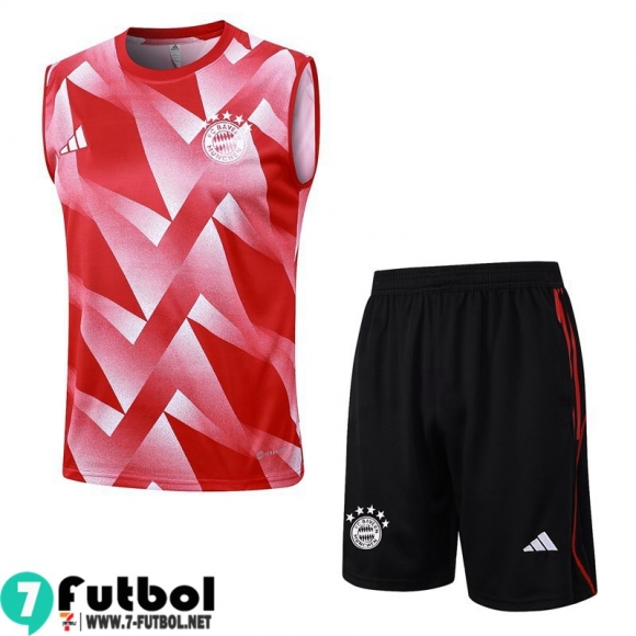 KIT : Chandal Futbo Sin Mangas Bayern Munich Rojo Hombre 23 24 A59