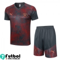 KIT : Chandal Futbol T Shirt Manchester City rojo gris Hombre 23 24 A67