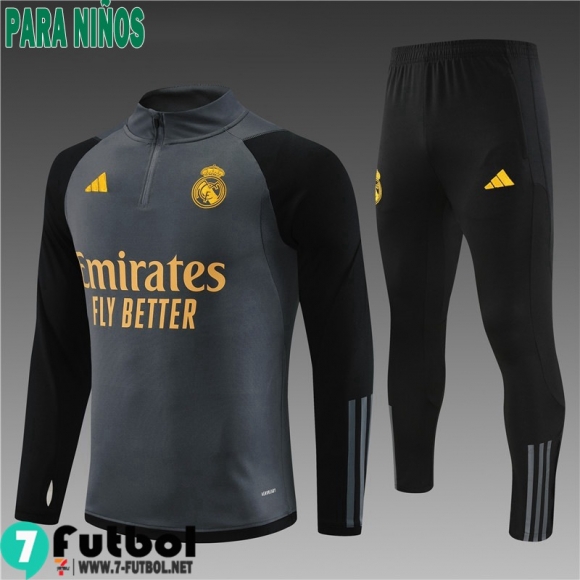 KIT : Chandal Futbol Real Madrid gris oscuro Ninos 23 24 C09