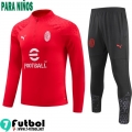 KIT : Chandal Futbol AC Milan Rojo Ninos 23 24 C30