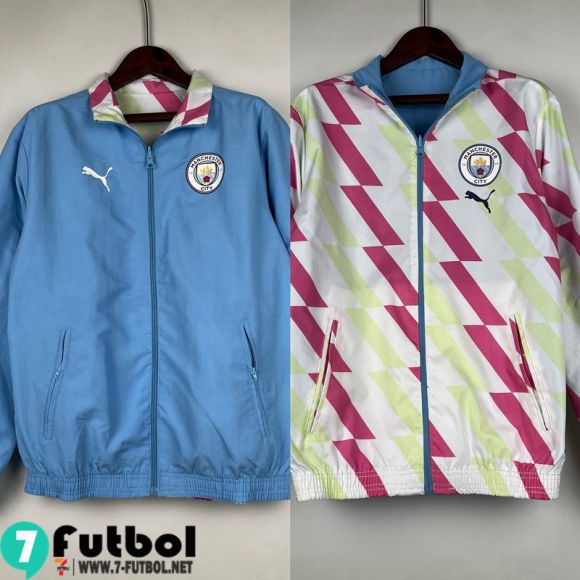 Chaqueta Cazadora Ropa Reversible Manchester City Azul Claire Blanc Hombre 23 24 D63