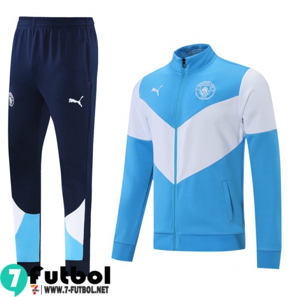 Chaquetas Futbol Manchester City Cielo azul-blanco Hombre 2021 2022 JK170