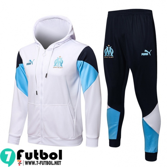 Chaquetas Futbol - Sudadera Con Capucha Olympique De Marsella blanca Hombre 2021 2022 JK178