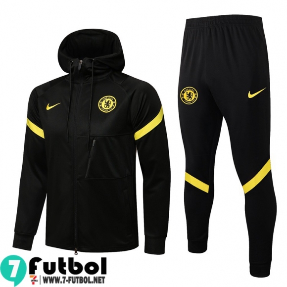 Chaquetas Futbol - Sudadera Con Capucha Chelsea negro Hombre 2021 2022 JK184