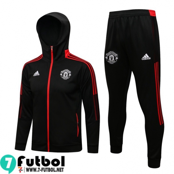 Chaquetas Futbol - Sudadera Con Capucha Manchester United negro Hombre 2021 2022 JK187