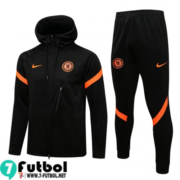 Chaquetas Futbol - Sudadera Con Capucha Chelsea negro Hombre 2021 2022 JK189