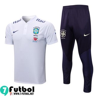 KIT:Polo Futbol Brasil Blanco Hombre 2022 2023 PL614