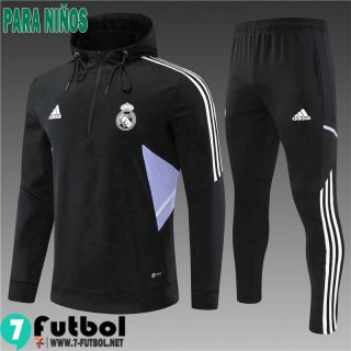 KIT:Sudaderas Deportivas Real Madrid Negro Ninos 2022 2023 TK384