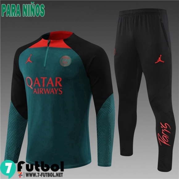 KIT:Chandal Futbo PSG verde oscuro Ninos 2022 2023 TK412