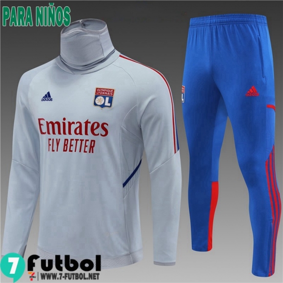 KIT:Chandal Futbo Lyon Gris Ninos 2022 2023 TK415