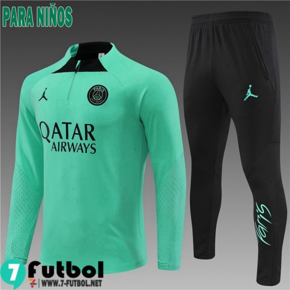 KIT:Chandal Futbo PSG verde Ninos 2022 2023 TK420