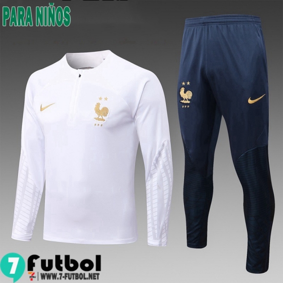 KIT:Chandal Futbo Francia Blanco Ninos 2022 2023 TK429