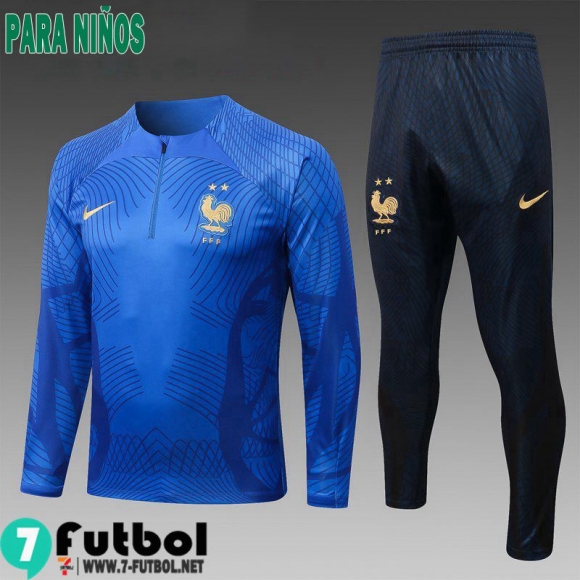 KIT:Chandal Futbo Francia azul Ninos 2022 2023 TK434