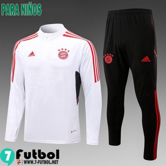 KIT:Chandal Futbo Bayern Munich Blanco Ninos 2022 2023 TK460