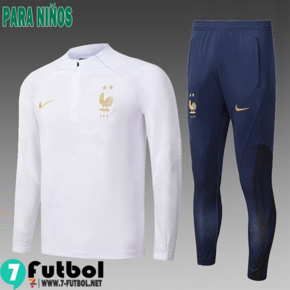 KIT:Chandal Futbo Francia Blanco Ninos 2022 2023 TK487