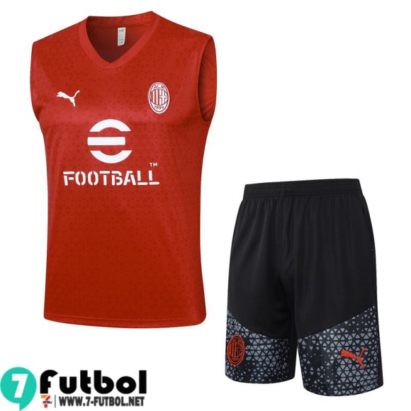 KIT: Chandal Futbo Sin Mangas AC Milan rojo Hombre 23 24 A128