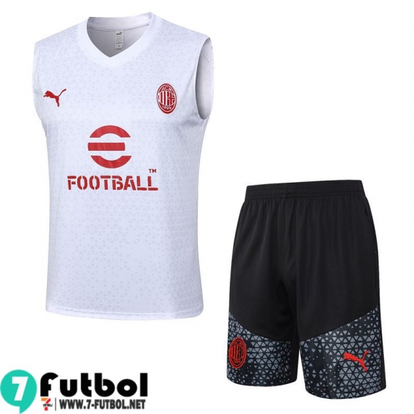 KIT: Chandal Futbo Sin Mangas AC Milan Blanco Hombre 23 24 A130