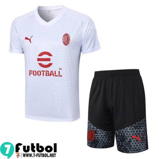 KIT: Chandal Futbol T Shirt AC Milan Blanco Hombre 23 24 A136