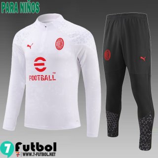 KIT: Chandal Futbol AC Milan Blanco Ninos 23 24 C55