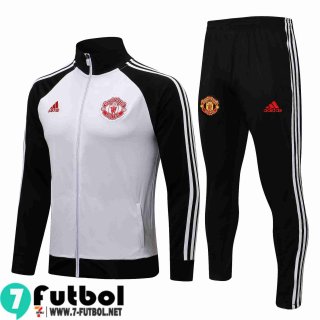 Chaquetas Futbol Manchester United en blanco y negro Hombre 2021 2022 JK200