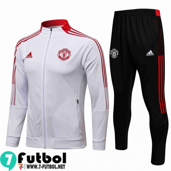 Chaquetas Futbol Manchester United blanca Hombre 2021 2022 JK206