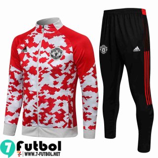 Chaquetas Futbol Manchester United blanco rojo Hombre 2021 2022 JK214