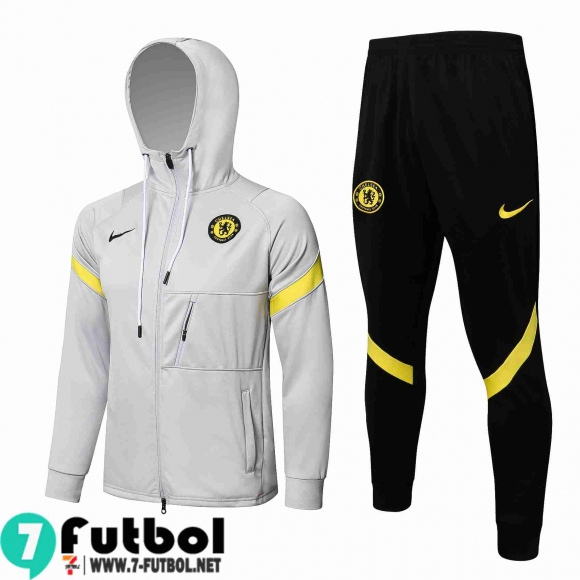 Chaquetas Futbol - Sudadera Con Capucha Chelsea Gris Hombre 2021 2022 JK220