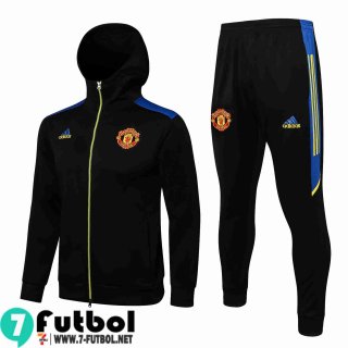 Chaquetas Futbol - Sudadera Con Capucha Manchester United negro Hombre 2021 2022 JK223