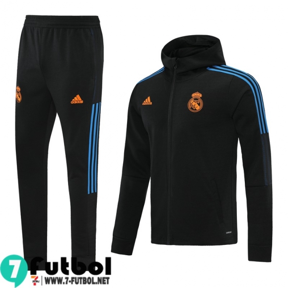 Chaquetas Futbol - Sudadera Con Capucha Real Madrid negro Hombre 2021 2022 JK232