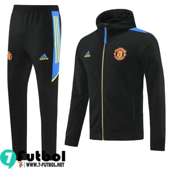 Chaquetas Futbol - Sudadera Con Capucha Manchester United negro Hombre 2021 2022 JK235