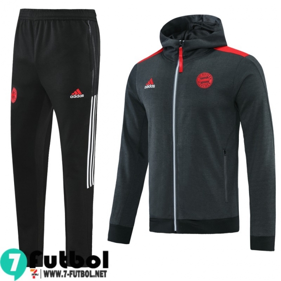 Chaquetas Futbol - Sudadera Con Capucha Bayern Munich Gris Hombre 2021 2022 JK237