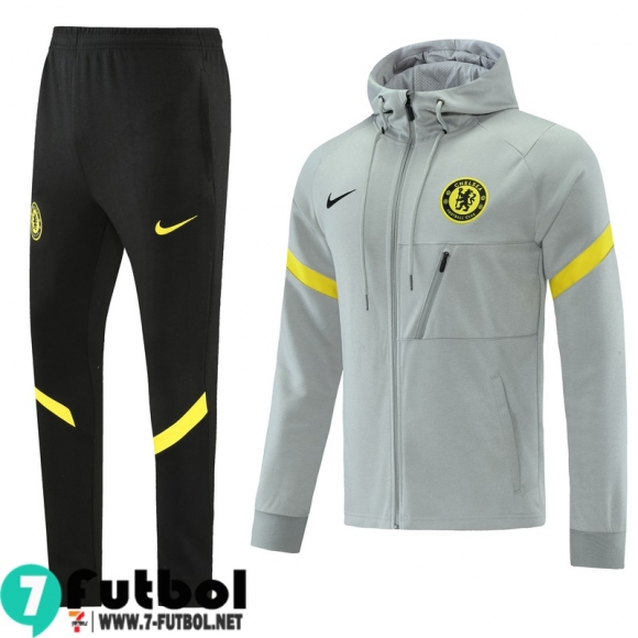 Chaquetas Futbol - Sudadera Con Capucha Chelsea Gris Hombre 2021 2022 JK239