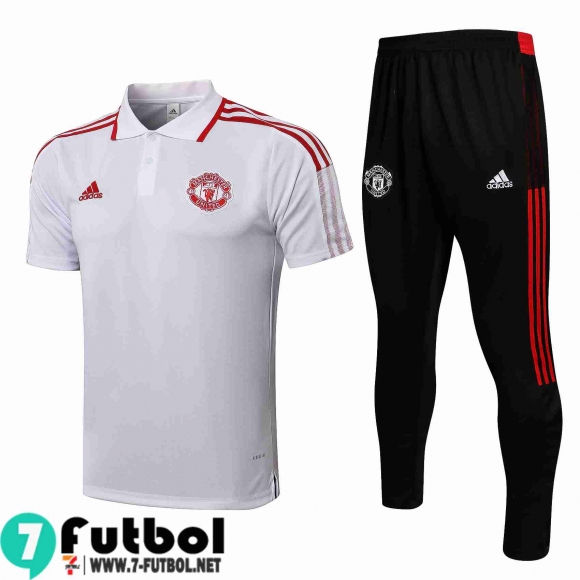 Polo Futbol Manchester United blanca Hombre 2021 2022 PL213