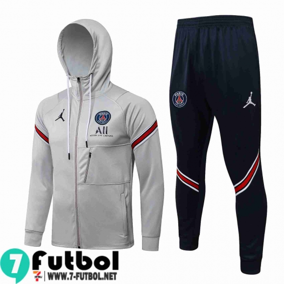 Chaquetas Futbol - Sudadera Con Capucha PSG gris Hombre 2021 2022 JK253