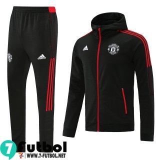 Chaquetas Futbol - Sudadera Con Capucha Manchester United negro Hombre 2021 2022 JK261