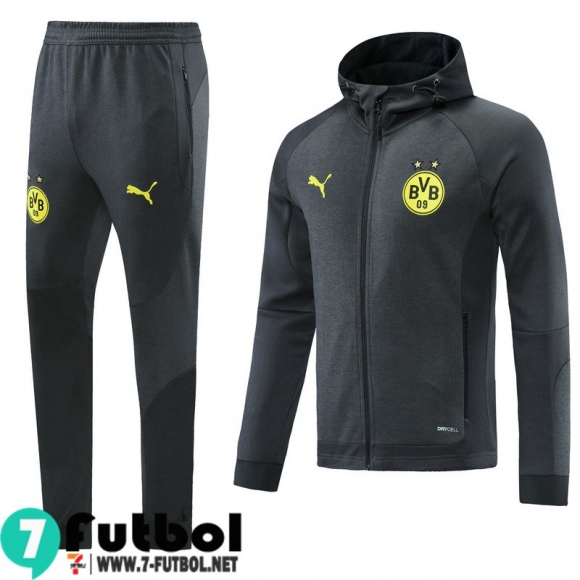 Chaquetas Futbol - Sudadera Con Capucha Dortmund BVB Gris oscuro Hombre 2021 2022 JK263