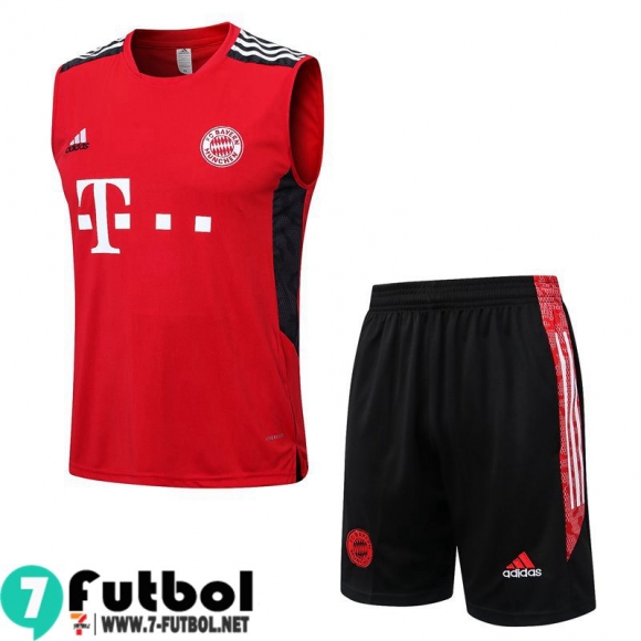 KIT:Chandal Futbo Sin Mangas Bayern Munich rojo Hombre 22 23 TG602