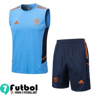 KIT:Chandal Futbo T Shirt Manchester United cielo azul Hombre 22 23 TG605