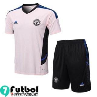KIT:Chandal Futbo T Shirt Manchester United rosa Hombre 22 23 TG606