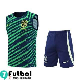 KIT:Chandal Futbo Sin Mangas Brasil verde Hombre 22 23 TG609