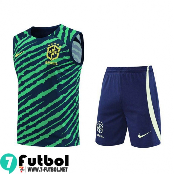 KIT:Chandal Futbo Sin Mangas Brasil verde Hombre 22 23 TG609