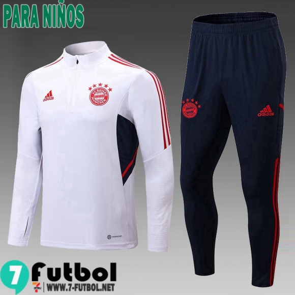 KIT:Chandal Futbo Bayern Munich Blanco Ninos 22 23 TK496