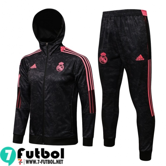 Chaquetas Futbol - Sudadera Con Capucha Real Madrid negro Hombre 2021 2022 JK286