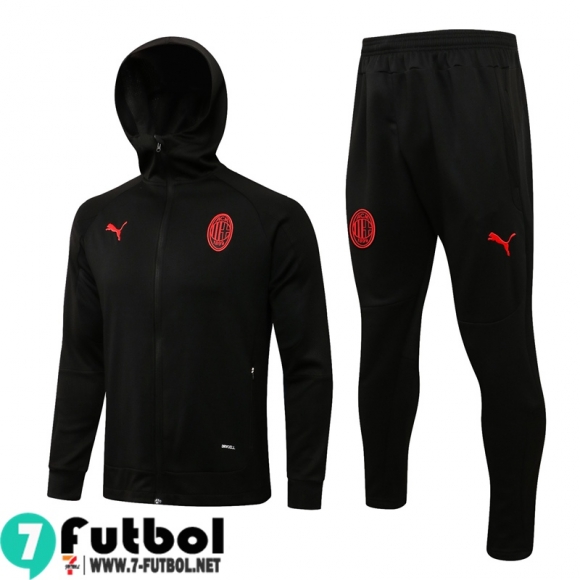 Chaquetas Futbol - Sudadera Con Capucha AC Milan negro Hombre 2021 2022 JK291