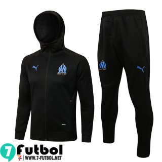 Chaquetas Futbol - Sudadera Con Capucha Olympique De Marsella negro Hombre 2021 2022 JK293