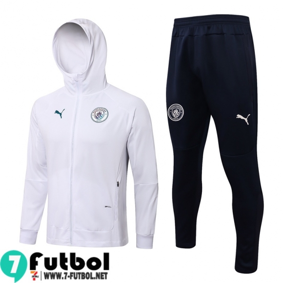 Chaquetas Futbol - Sudadera Con Capucha Manchester City blanco Hombre 2021 2022 JK295