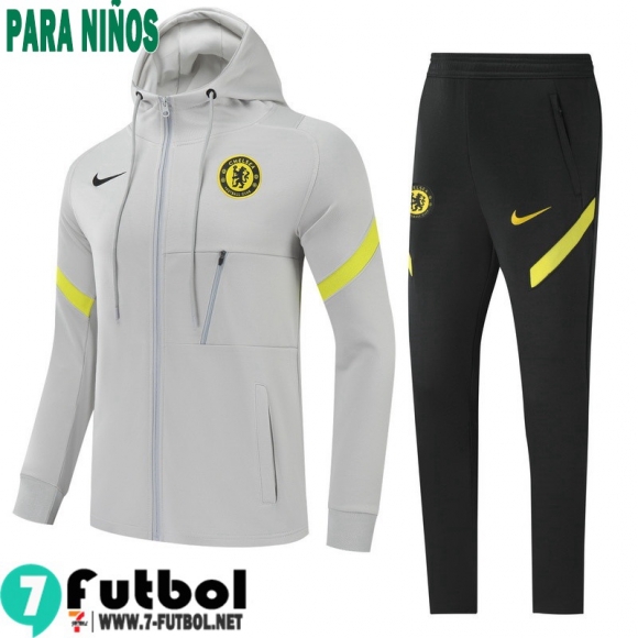 Chaquetas Futbol Chelsea Gris Niños 2021 2022 TK209