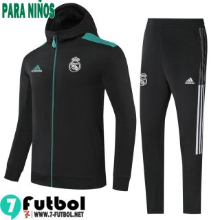 Chaquetas Futbol Real Madrid negro Niños 2021 2022 TK219